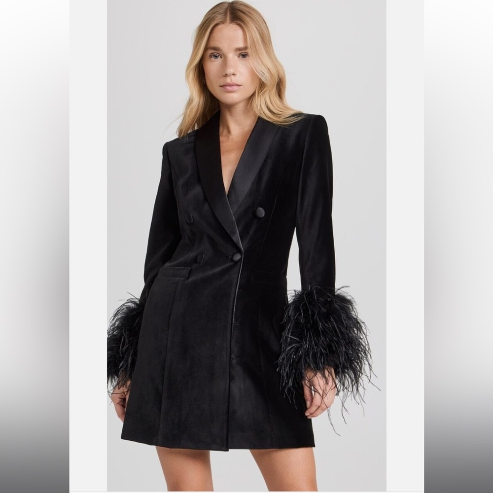 Alice & Olivia
Latoya Feather Cuff Blazer Minidress
Size 6